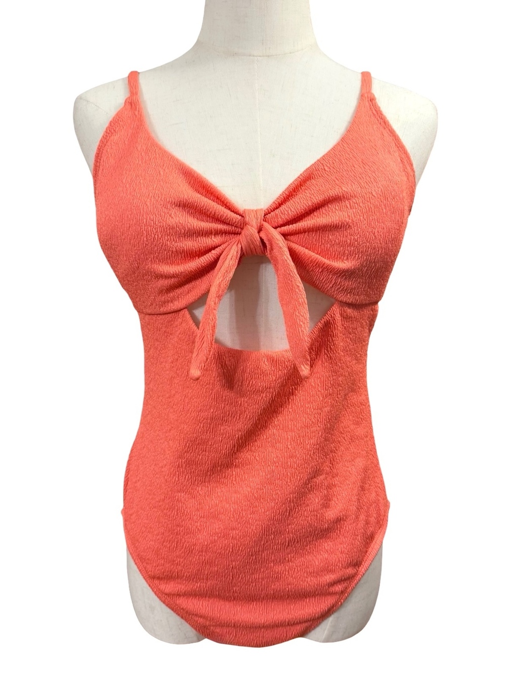 Shade & Shore Coral Keyhole One Piece Tie Front Bathing Suit Size Large
